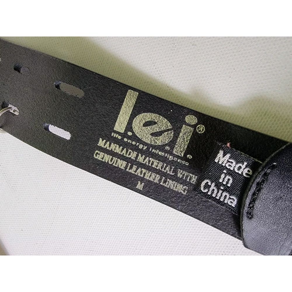 Vintage Y2k Belt L.E.I. Genuine Leather Brown Medium With Chain - Picture 4 of 5